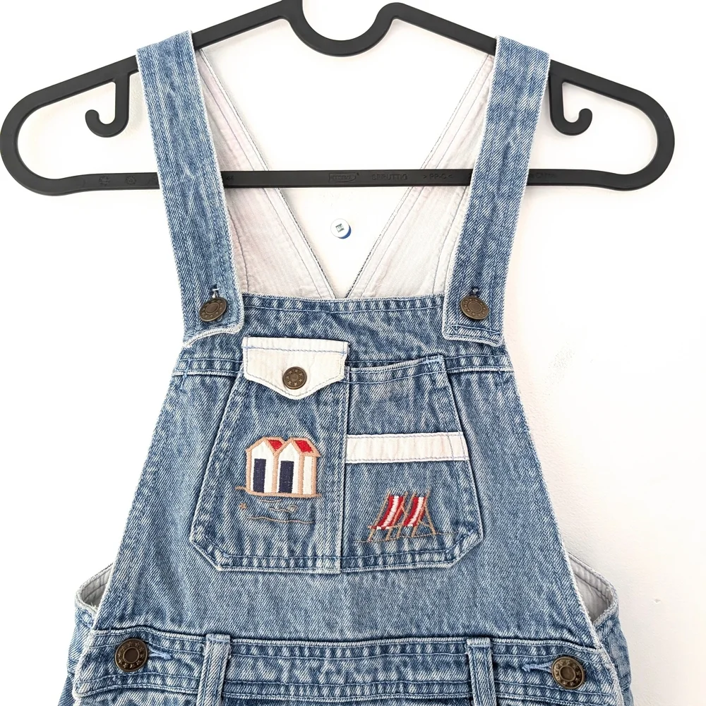 Vintage Jacadi Girl's Blue Denim Jeans Dress Jumper ~ Size 8 - Picture 2 of 9